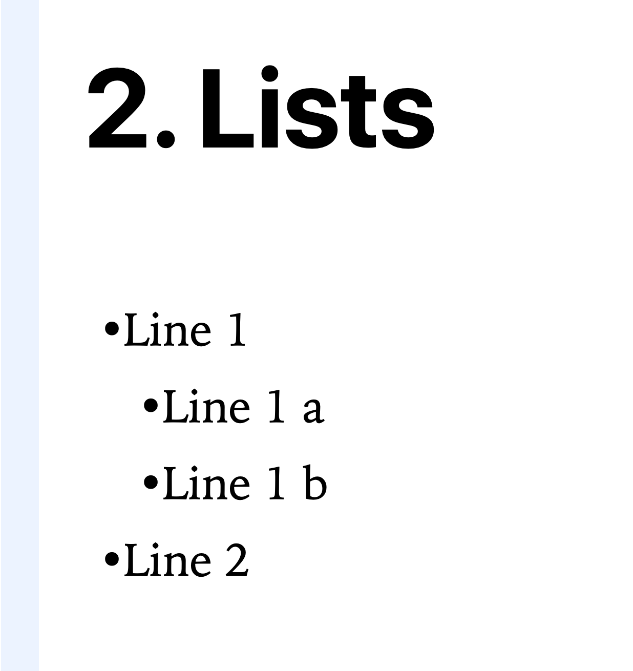 Xcode Playground markup reference: lists